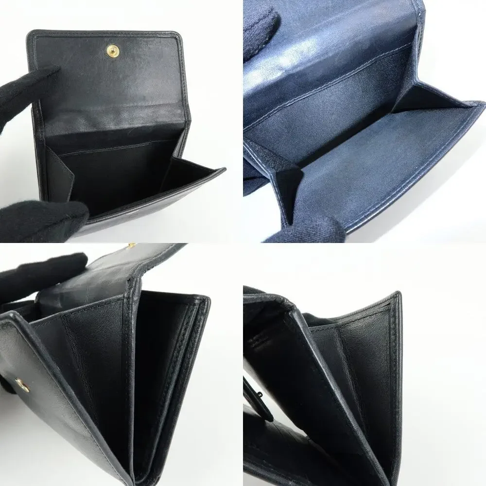 Christian Dior Cannage Lambskin Bi-fold Compact Wallet Black